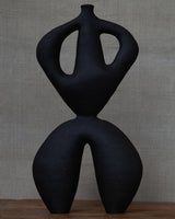 Kanzashi figure, in raw black stoneware