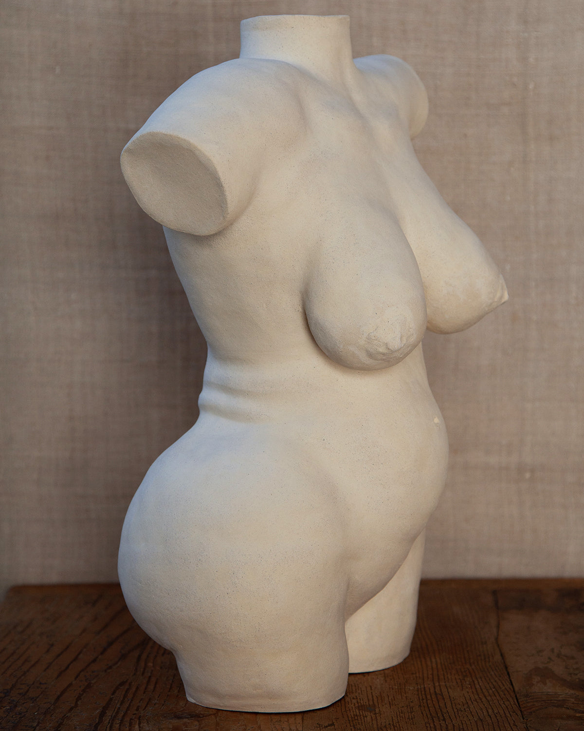 Female Torso Lamp #6, White Clay