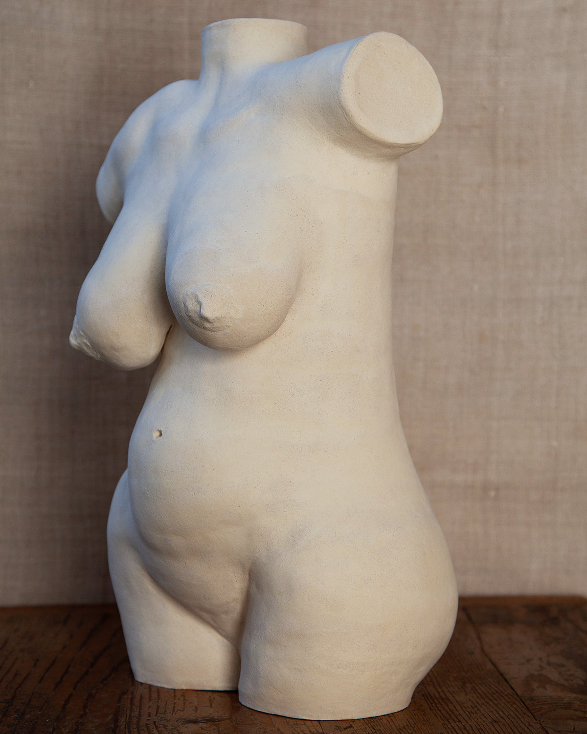 Female Torso Lamp #6, White Clay