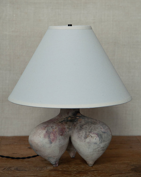 Lamp Tripod vessel, in white smokefired stoneware clay_2