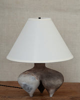 Lamp Tripod vessel, in white smokefired stoneware clay