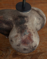 Lamp Tripod vessel, in white smokefired stoneware clay