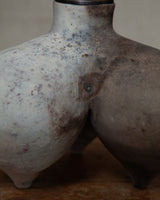 Lamp Tripod vessel, in white smokefired stoneware clay_4