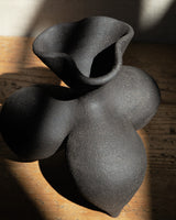 Splay Leg Tripod vessel in black textured stoneware #1