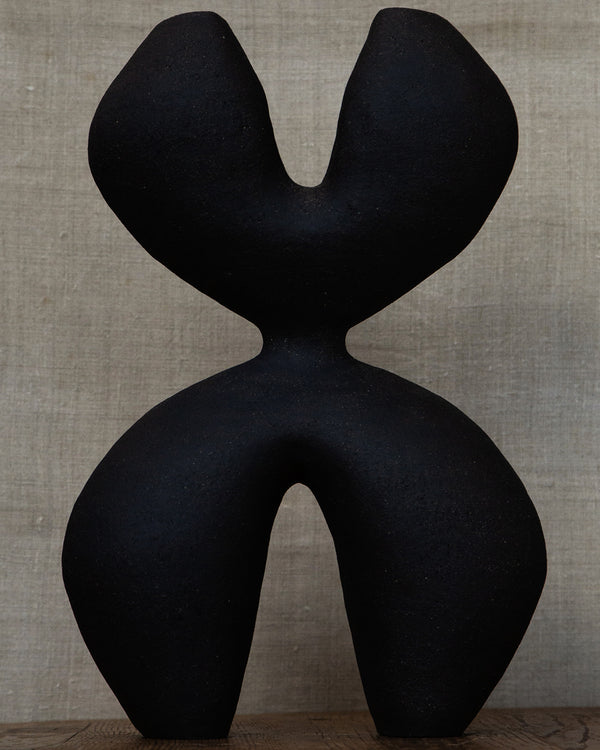 Kanzashi figure, in raw black stoneware #2