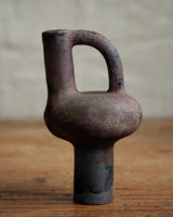 small bird vessel, in black stoneware clay, black velvet raku #1