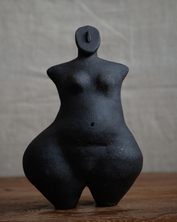 Venus Figure Sculpture #3, Black clay